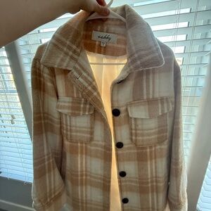 Sebby Cream & Tan Plaid Utility Shacket